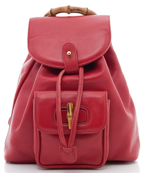 gucci red and green stripred backpack|Gucci leather drawstring backpack.